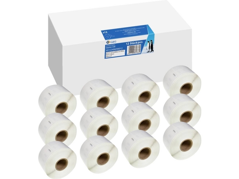 G&G Etiketter Kompatibel Erstatter Dymo 99012, S0722400 36 X 89 Mm Thermodirekt Papir Hvid 3120 Stk Permanent Vedhæftningsevne Adresseetiketter Bm-D-