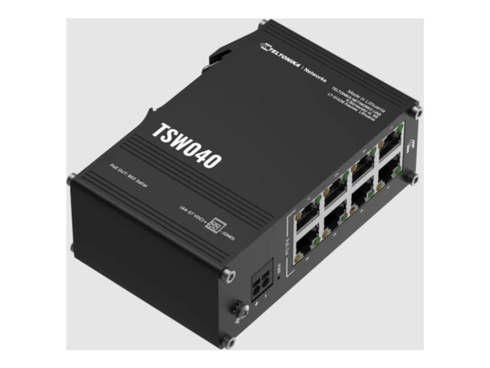 Teltonika Networks Tsw040 8-Port Poe+ Switch, Unmanaged, Fast Ethernet (10/100), Power Over Ethernet (Poe)