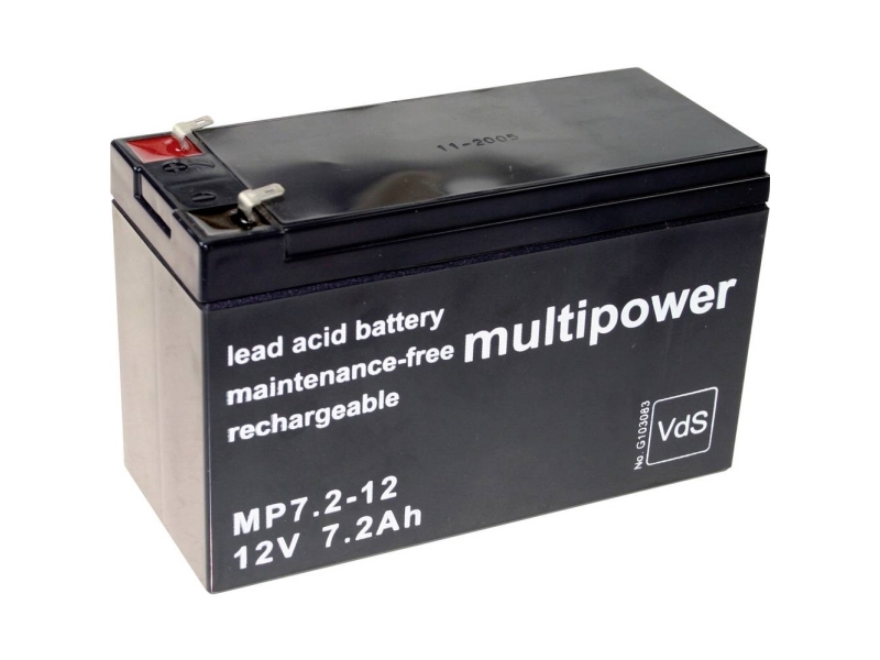 multipower MP7,2-12 Blybatteri 12 V 7,2 Ah Blyfleece (B x H x D) 65 x 102 x 151 mm Platt kontakt 4,8 mm Underhållsfri, låg självurladdning, VDS-certifiering | Batterier - Bly-syra-batterier | GameStuff