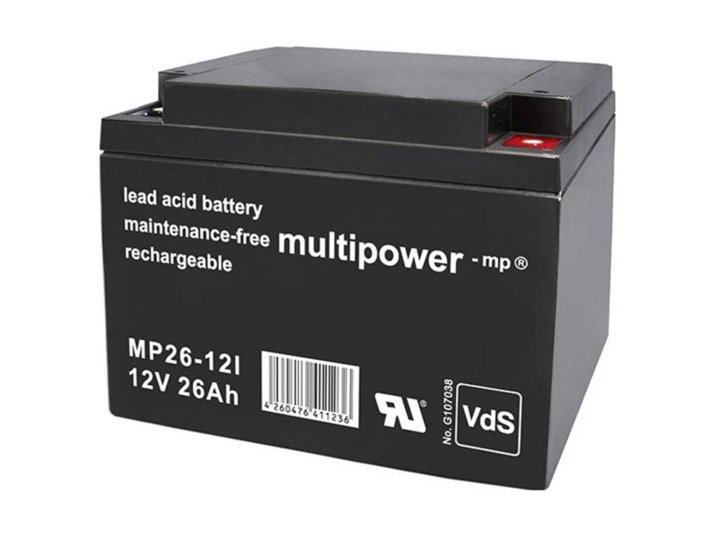 multipower MP26-12I Blybatteri 12 V 26 Ah Blyfleece (B x H x D) 166 x 125 x 175 mm M5-skruvanslutning Underhållsfri, låg självurladdning, VDS-certifiering | Batterier - Bly-syra-batterier | GameStuff
