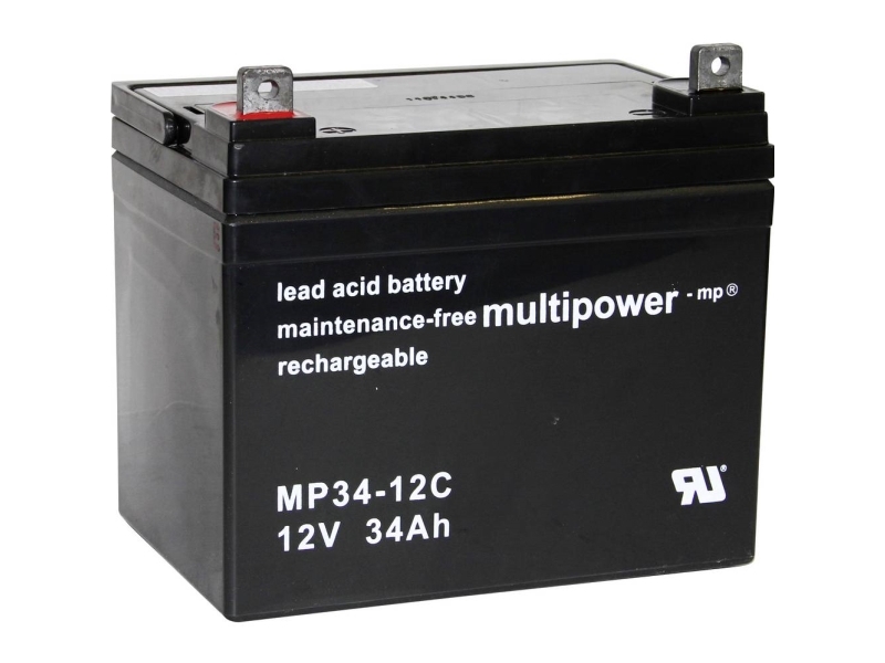multipower MPC34-12 Blybatteri 12 V 34 Ah Blyfleece (B x H x D) 196 x 180 x 130 mm M6 skruvanslutning Cykelstabilt, underhållsfritt, låg självurladdning | Batterier - Bly-syra-batterier | GameStuff