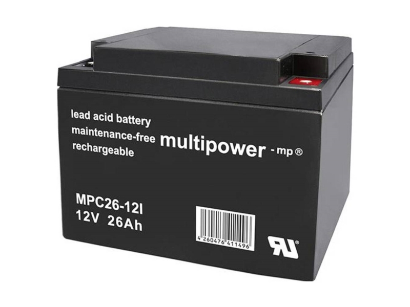 multipower MPC26-12I Blybatteri 12 V 26 Ah Blyfleece (B x H x D) 166 x 125 x 175 mm M5-skruvanslutning Cykelstabilt, underhållsfritt, låg självurladdning | Batterier - Bly-syra-batterier | GameStuff
