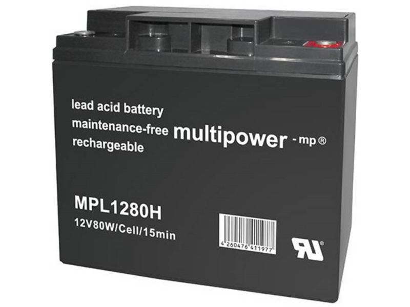 Multipower Mpl1280h Blybatteri 12 V 20 Ah Blyfleece (B X H X T) 181 X 167 X 76 Mm M5 Skruetilslutning Vedligeholdelsesfri, Lav Selvafladning