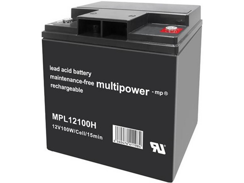 multipower MPL12100H Blybatteri 12 V 28 Ah Blyfleece (B x H x T) 166 x 176 x 126 mm M5 skruetilslutning Vedligeholdelsesfri, Lav selvafladning