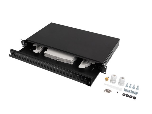 Lanberg Fiberoptisk Switch 24Xsc Simplex / 24Xlc Duplex Rack 19" 1U Sort + Tilbehør