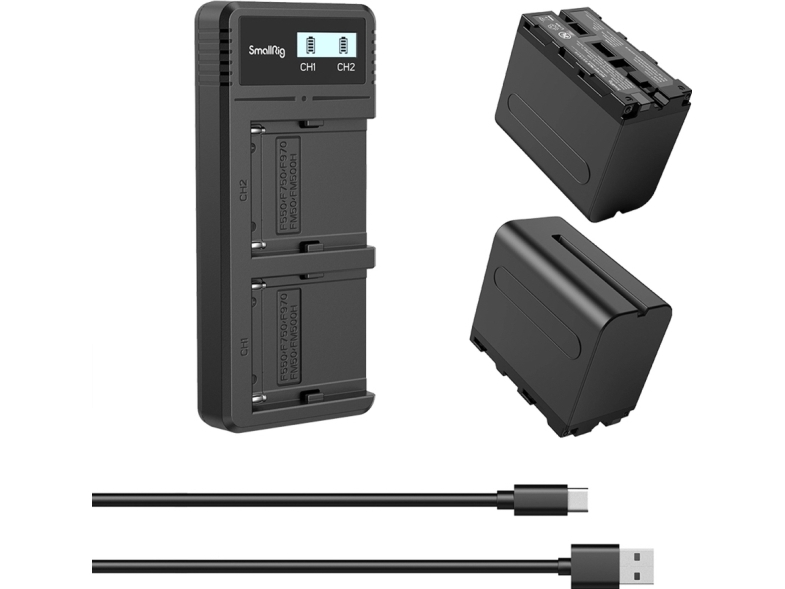 SmallRig Batteries(2 Pack)and Charger Kit for NP-F970 for Sony NP Series Battery - Image 4