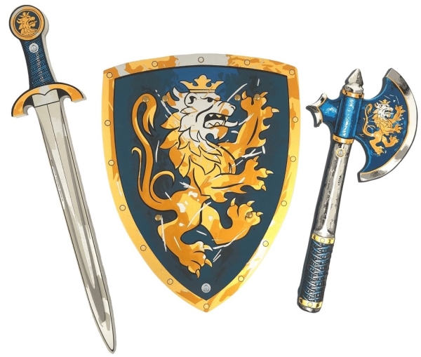 Noble Knight Foam svärd + sköld + yxa, blå | Leksaker - Rollek - Blaster och leksaksvapen | GameStuff