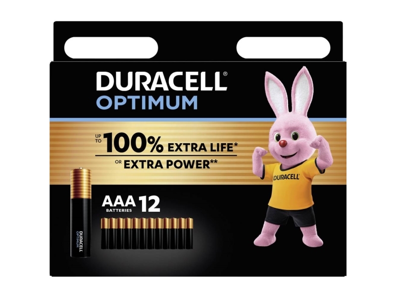 Duracell AAA batteri Optimum Alkali-mangan 1,5 V 12 st | EL Artiklar - Batteri - AAA-batterier | GameStuff