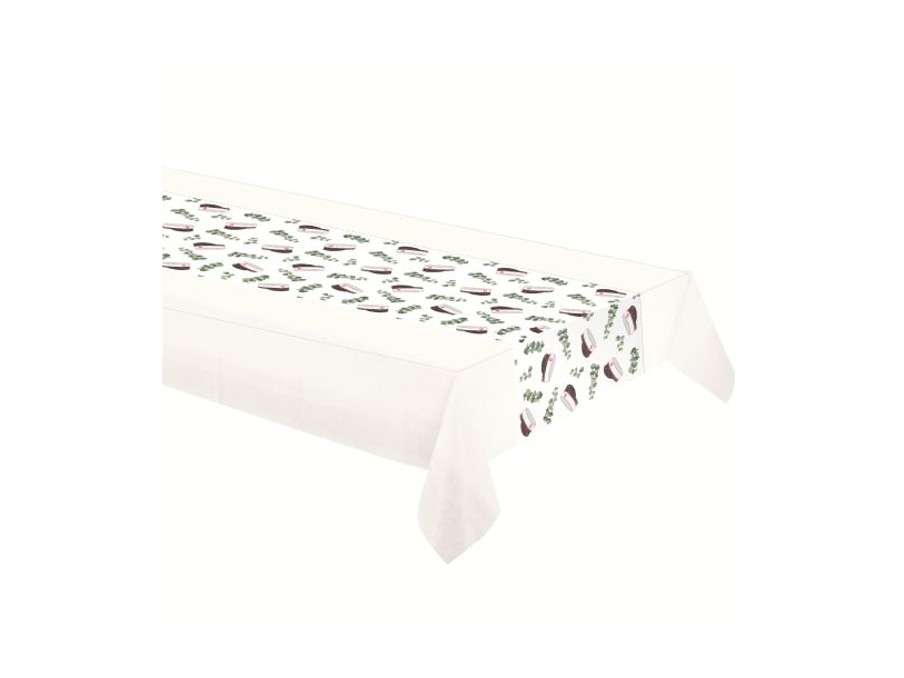 Pöytäjuoksu, jossa on opiskelijoiden lakkeja, punainen