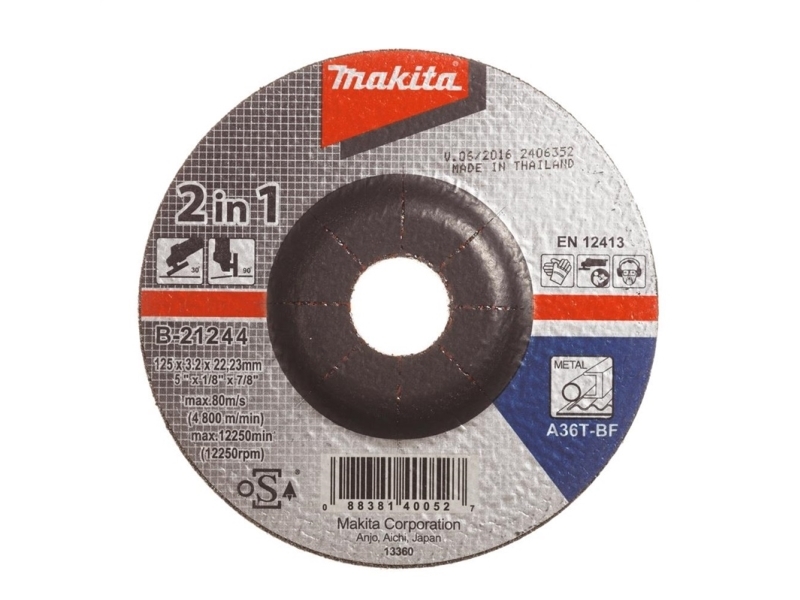 Makita Abrasive Wheel 5" (125X3.2X22.23Mm)A36t