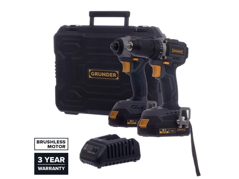 Verktygssats Grunder TOOL SET CD-B0A18 CW-B1218E 18V BL 2x2Ah | Elverktyg - Prof. Akku verktyg - Verktygset | GameStuff