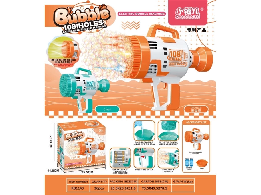 Såpbubbelkanon med 108 hål KB1143 | Trädgården - Trädgårdsredskap - Barnredskap | GameStuff
