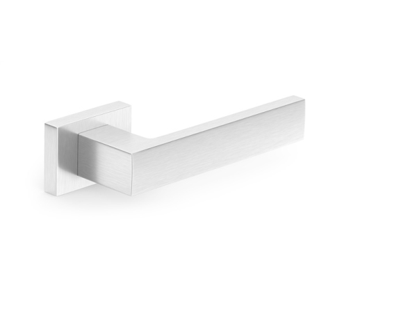 Metal_Bud Door Handle, Indoor Metal-Bud Sq Matt Nickel Cube Rt, Chrome