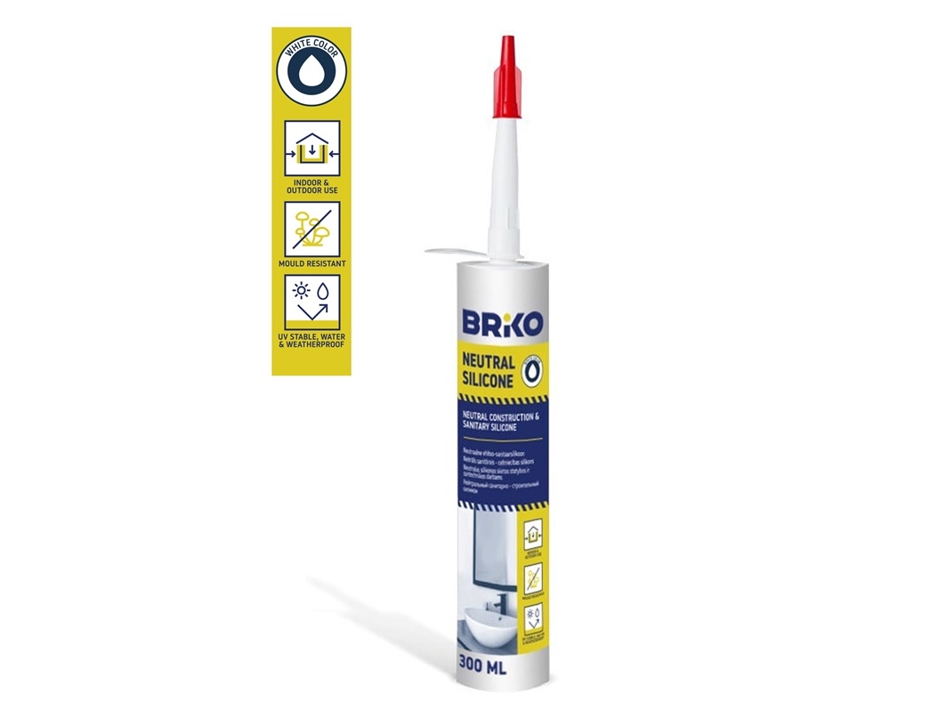 Sealant Briko Neutral Silicone, 300 Ml, White