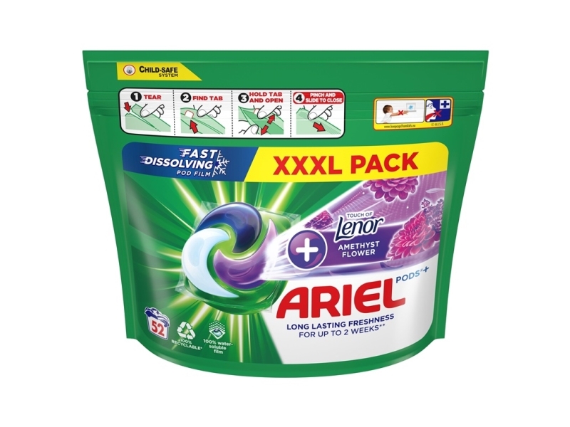 Ariel Laundry Capsules + Touch of Lenor Amethyst Flower 52 stk.