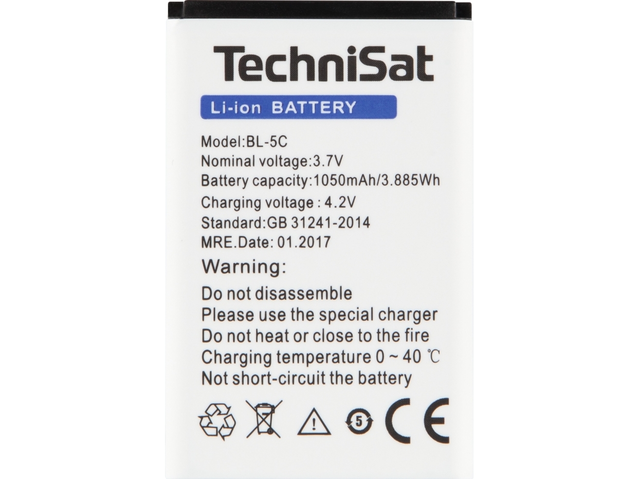 TechniSat BL-5C, Laddningsbart batteri, Litium-Ion (Li-Ion), 3,7 V, 1 styck, 1050 mAh, 3,885 wh | EL Artiklar - Batteri - Uppladdningsbara batterier | GameStuff