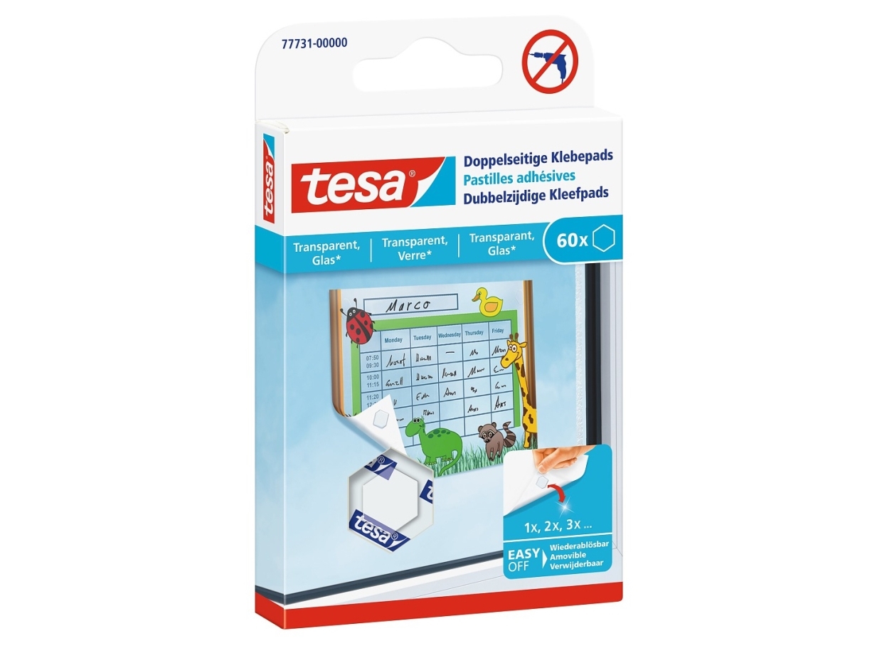 tesa tesa ® dubbelsidiga självhäftande kuddar Transparent Innehåll: 60 st | Kontorsmaterial - Lim - Övriga | GameStuff