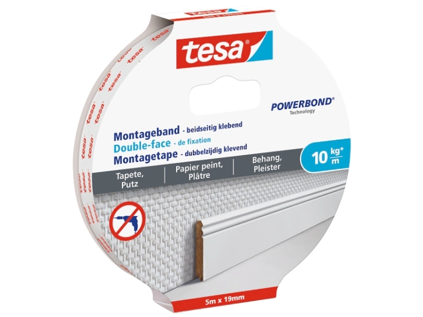 Tesa 77743-00000-00, Støbetape, Hvid, 5 M, Indendørs, 0,1 Kg/Cm, 6 Kg