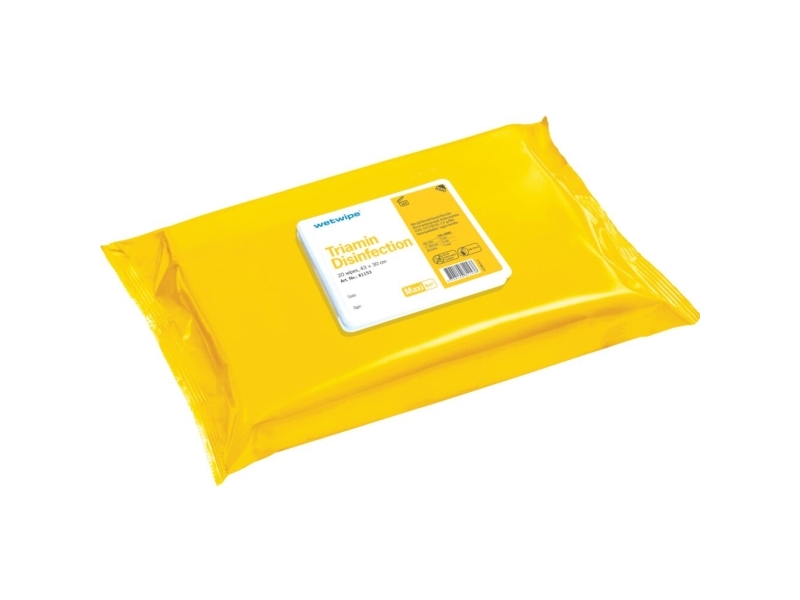 Overfladedesinfektion, Wet Wipe, Maxi, 43x30 cm, med Triamin, uden ethanol, farve og parfume - med 20 stk.