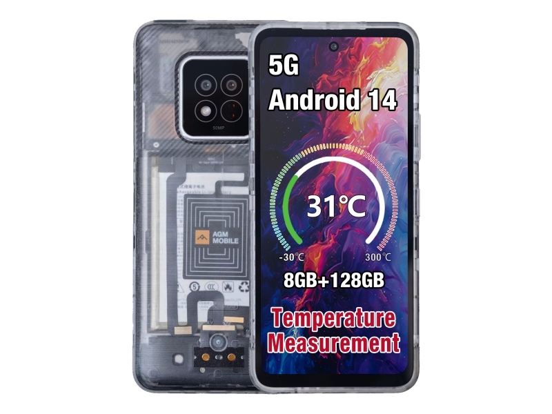 Agm X6 Phantom, 17,2 Cm (6.78"), 8 Gb, 128 Gb, 50 Mp, Android 14, Transparent