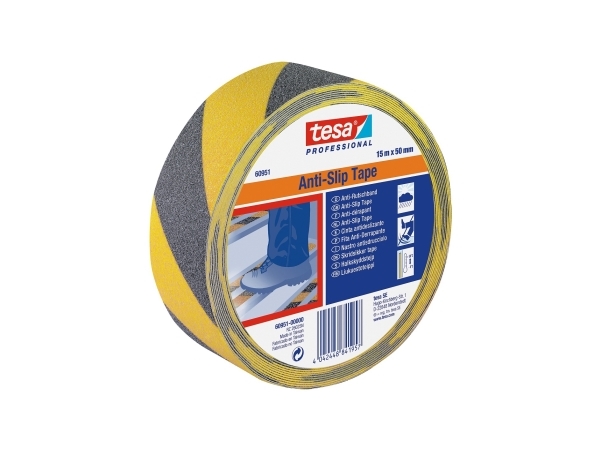 Skridsikker tape Tesa 60950, 50 mm x 15 m, gul/sort | EL Artiklar - Vägar & tillägg - Isoleringstejp | GameStuff