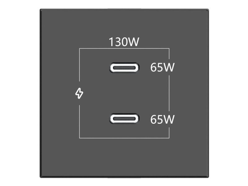 Kramer Electronics Mc-2C130w(B), Schwarz, Schraubenlos, Jede Marke, Matte, 2X Usb, Aufspannplatte