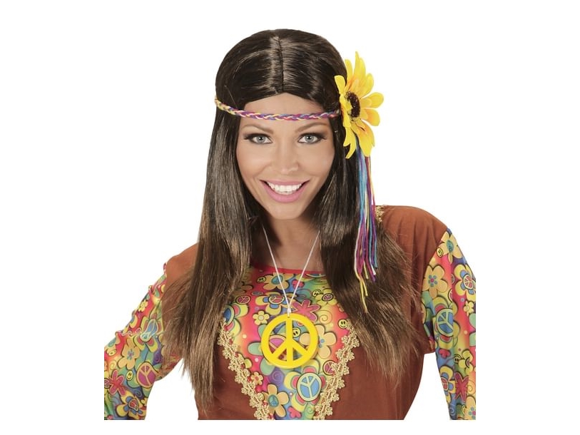 Hippie-Perücke Mit Blume