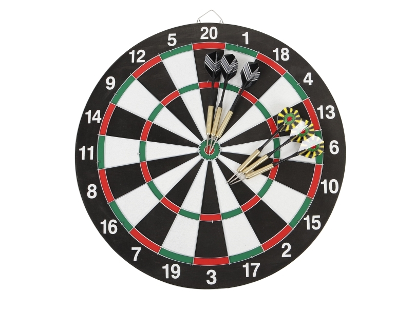 HOME It® dobbeltsidede dartskive med 6 pile Ø41×1,1 cm | Utomhusleksaker - Spela i trädgården - Leksaker till trädgården | GameStuff