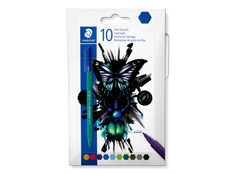 Staedtler 326 C10 E1, Gemischte Farben, Mehrfarbig, 1 Mm, Ultrafein, Polypropylen (Pp), Hexagonal