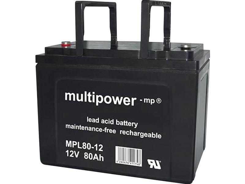 multipower MPL80-12I Blybatteri 12 V 80 Ah Blyfleece (B x H x T) 260 x 207 x 170 mm M6 skruetilslutning Vedligeholdelsesfri, Lav selvafladning