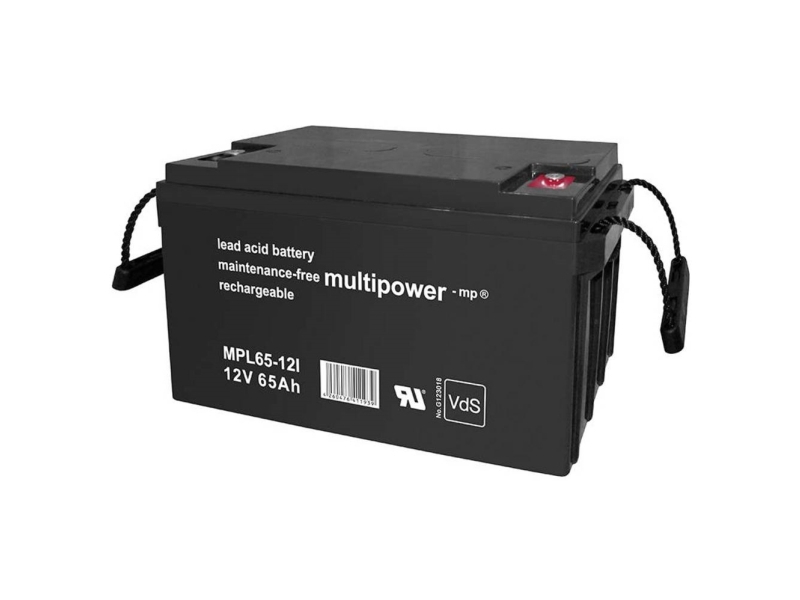 Multipower Mpl65-12I Blybatteri 12 V 65 Ah Blyfleece (B X H X T) 350 X 179 X 167 Mm M6 Skruetilslutning Vedligeholdelsesfri, Lav Selvafladning,