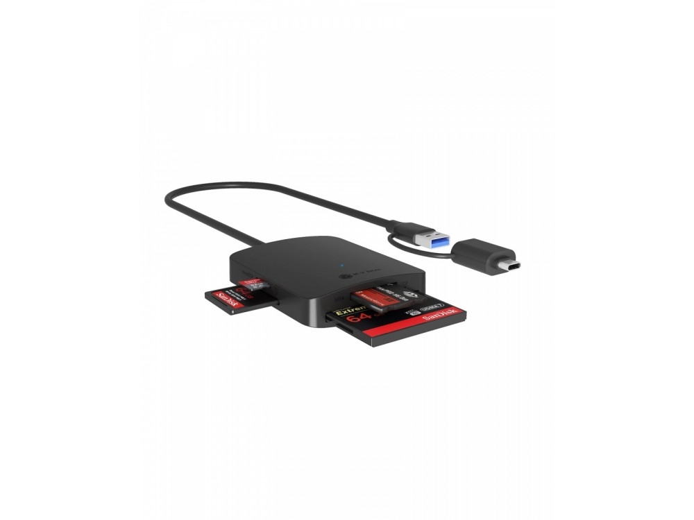 ICY BOX USB 3.2 Gen 1 Card Reader (CF,TF, SD, microSD), Type-C + A Hostanschluss 5 Gbit/s (61123)