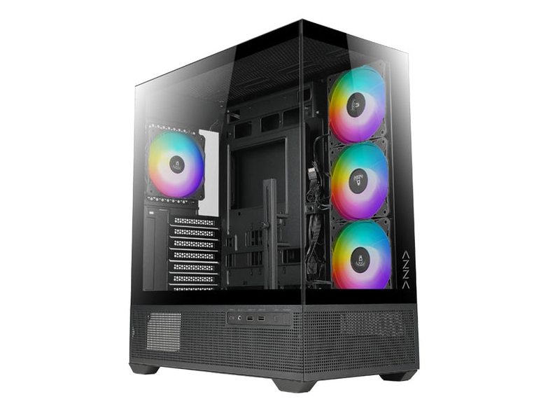 Azza Tiara, Midi Tower, Pc, Schwarz, Atx, Itx, Micro Atx, Stahl, Gehärtetes Glas, 17 Cm