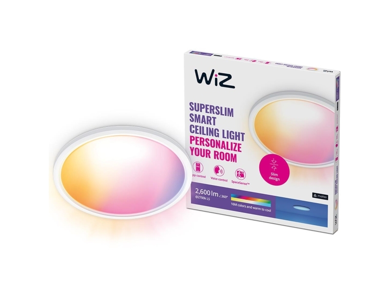 Wiz Ceiling Lamp Superslim White - Smart Led Lighting - Coloured And White Light - Integrated Led - 22W - Wi-Fi