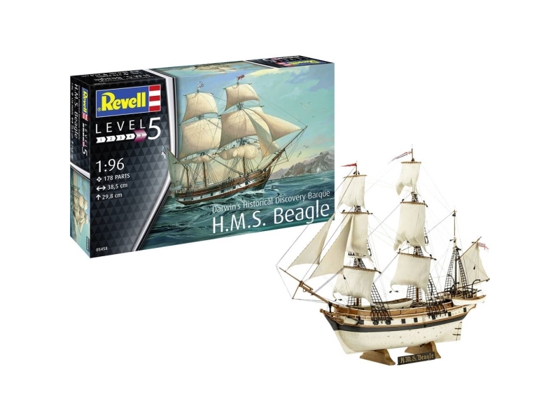 Revell 05458 Darwins Historical Discovery Barque H.M.S. Beagle Modellfartygssats 1:96 | Hobby - Modellbygge - Övriga | GameStuff