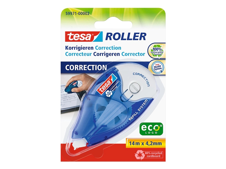 TESA 59971-00002-05, Blå, Vit, 14 m, 4,2 mm, 100%, 1 styck | Skrivredskap - Korrigeringsprodukter - Korrigeringsroller | GameStuff