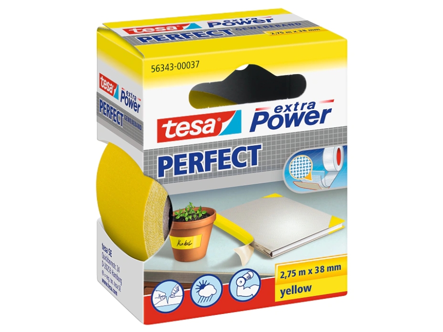 TESA Extra Power 38mmx2.75m, 2,75 m, Gul, 38 mm, 1 styck | Kontorsmaterial - Tejp & dispensrar - Kontors tejp | GameStuff