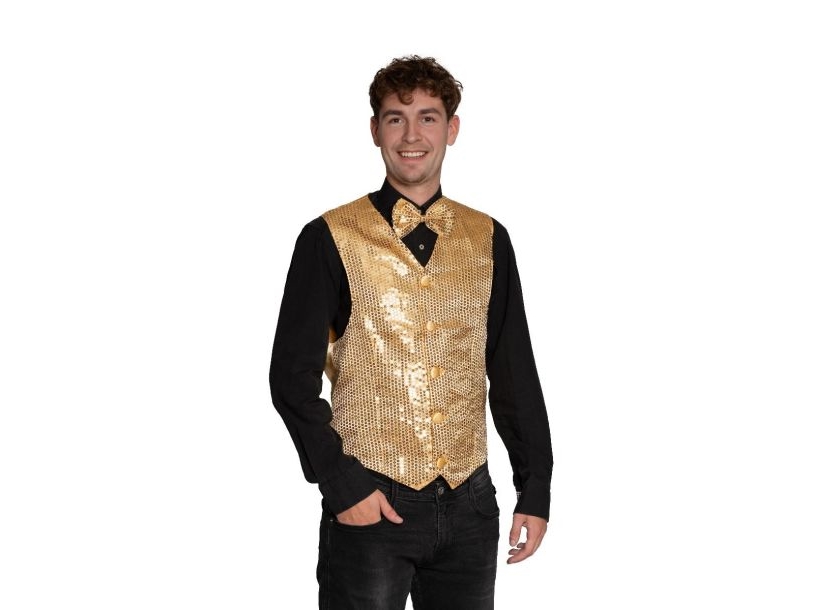 Goldener Pailletten-Weste Und Fliege