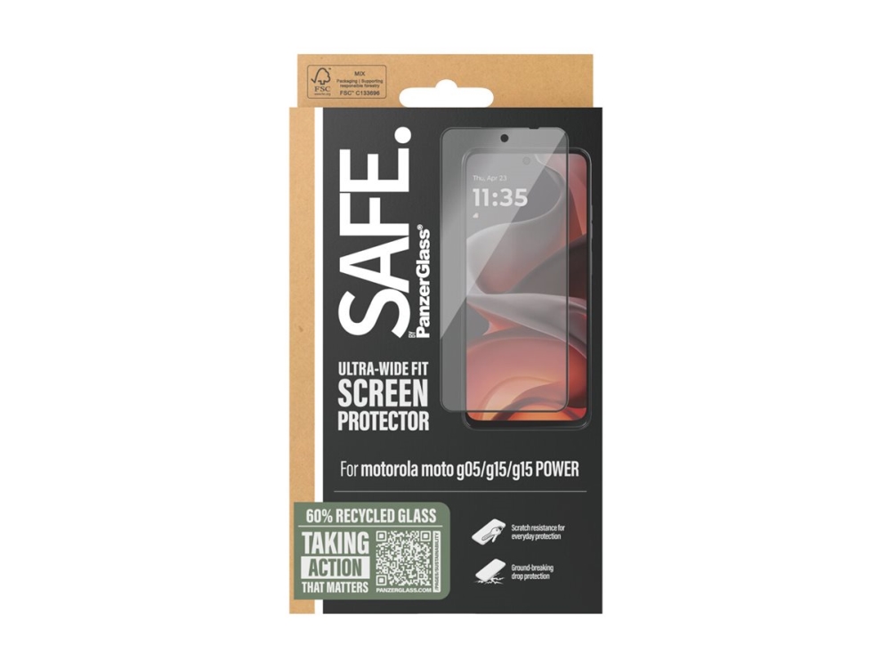 Safe. By Panzerglass - Handy Displayschutzfolie - Ultra-Weite Passform - Glas - Rahmenfarbe Schwarz