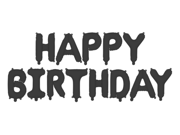 Happy Birthday Foil Balloon 340X35cm Black