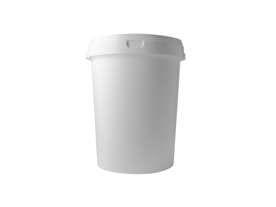 Okko Plastic Bucket For Food With Cover, White, 62 L