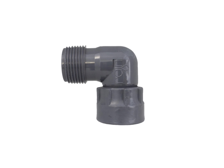 Regnvinkel PVC m/1 udvendig gevind x 1 indvendig gevind