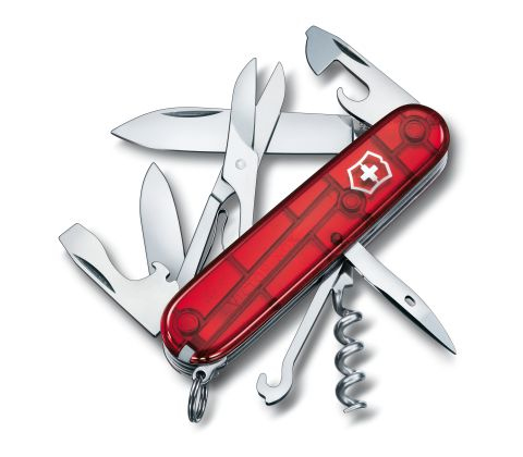 Victorinox V-1.37 03.T Taskuveitsi Climber, punainen läpinäkyvä