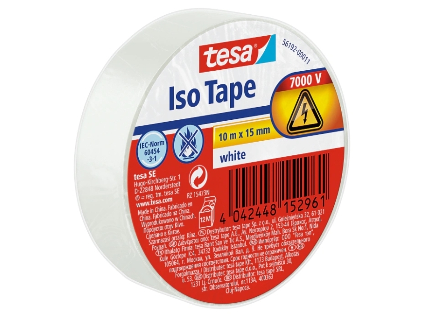 Tesa 56192-00011-23, Weiß, Isolierend, Polyvinylchlorid (Pvc), 10 M, 15 Mm, 1 Stück(E)