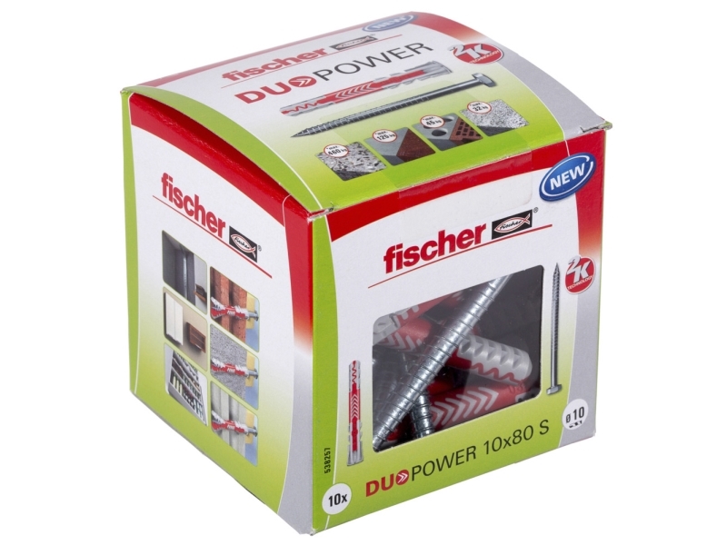 Fischer DUOPOWER 10 x 80 S LD, Expansionsankare, Betong, Metall, Grå, Röd, 80 mm, 1 cm | Verktyg & Verkstad - Infästning - Råpluggar och pluggar | GameStuff
