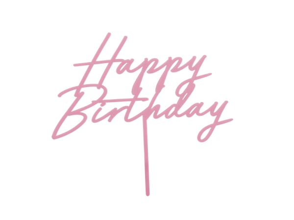 Lys Rosa Kagepynt Happy Birthday
