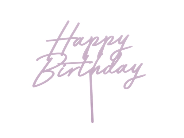 Lys Lilla Kagepynt Happy Birthday
