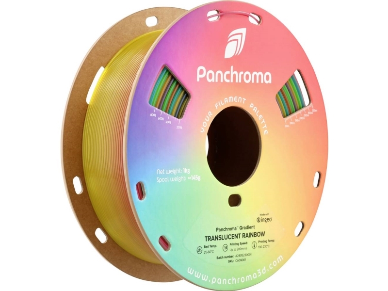 Polymaker Ca09001 Panchroma Gradient Translucent Filament Pla-Plast Flerfarvet 1.75 Mm 1000 G Regnbue, Translucent 1 Stk