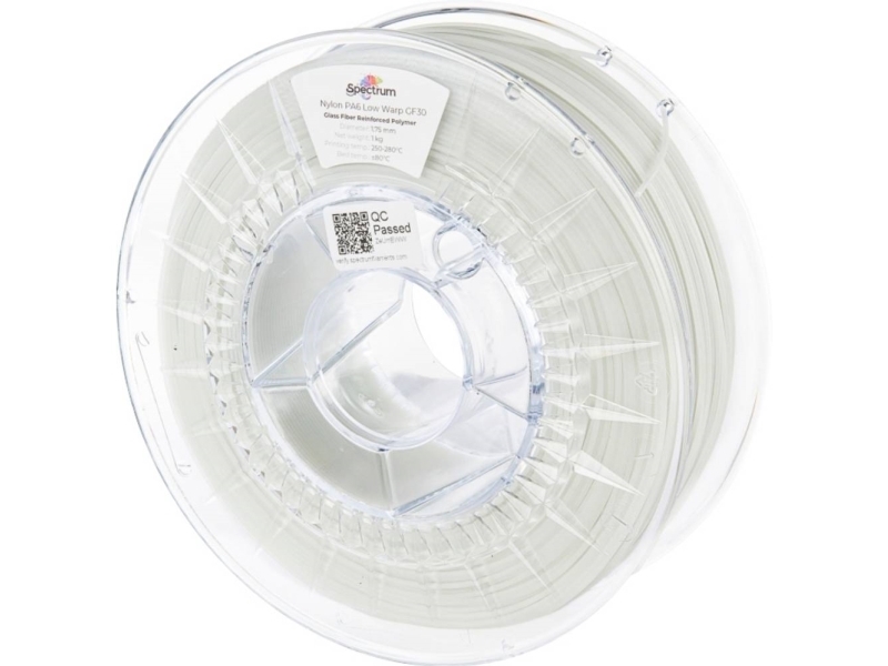 Spectrum Filaments 80722 Pa6 Low Warp Gf30 Filament Pa6-Gf Glasfaserverstärkt, Wärmebeständig, Chemikalienbeständig, Matt 1,75 Mm 1000 G Natur 1 Stk