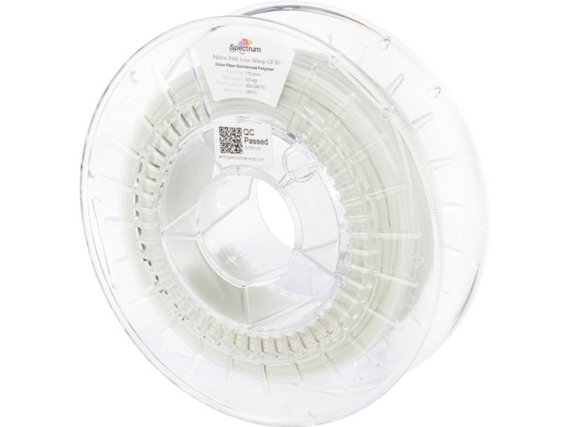 Spectrum Filaments 80721 Pa6 Low Warp Gf30 Filament Pa6-Gf Glasfaserverstärkt, Wärme- Und Chemikalienbeständig, Matt 1,75 Mm 500 G Natural
